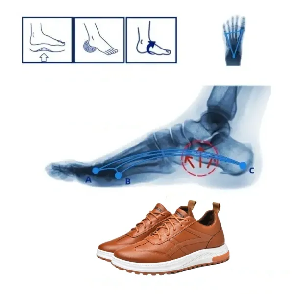 (⏰ REDUCERE DE 50% AZI - NU RĂTAȚI) Pantofi ortezi din piele naturală pentru bărbați - Suport arc, confort, respirabil ✅ Design ergonomic