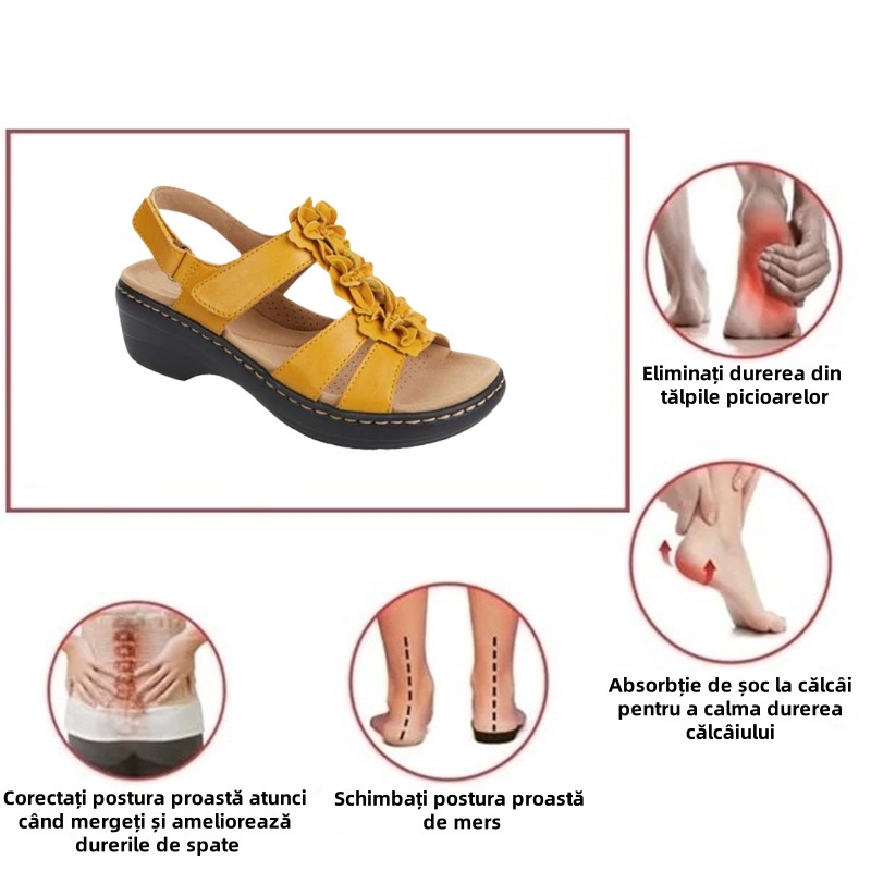 (⏰50% reducere azi - nu ratați) Sandale ortopedice cu design ergonomic 👡 Talpă cusută manual, antiderapantă ✅ Suport arc: mers confortabil