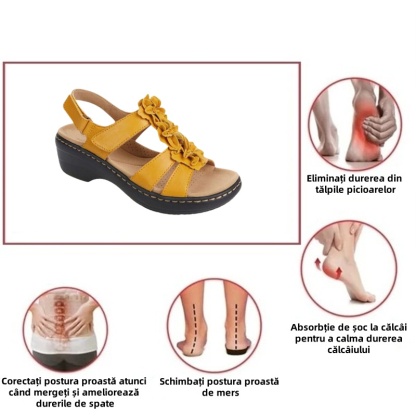 (⏰50% reducere azi - nu ratați) Sandale ortopedice cu design ergonomic 👡 Talpă cusută manual, antiderapantă ✅ Suport arc: mers confortabil