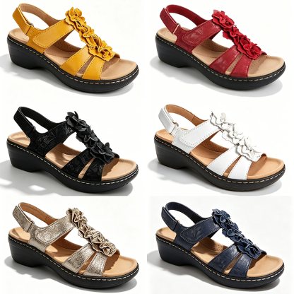 🔥Sandale ortopedice cu platformă florală pentru femei, de vară—Suport pentru arcul plantar—Design ergonomic—Ușoare și nedureroase la fiecare pas✅