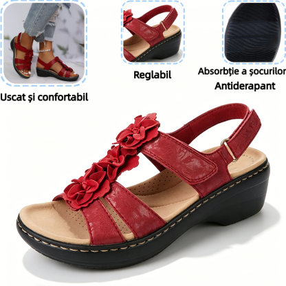 🔥Sandale ortopedice cu platformă florală pentru femei, de vară—Suport pentru arcul plantar—Design ergonomic—Ușoare și nedureroase la fiecare pas✅