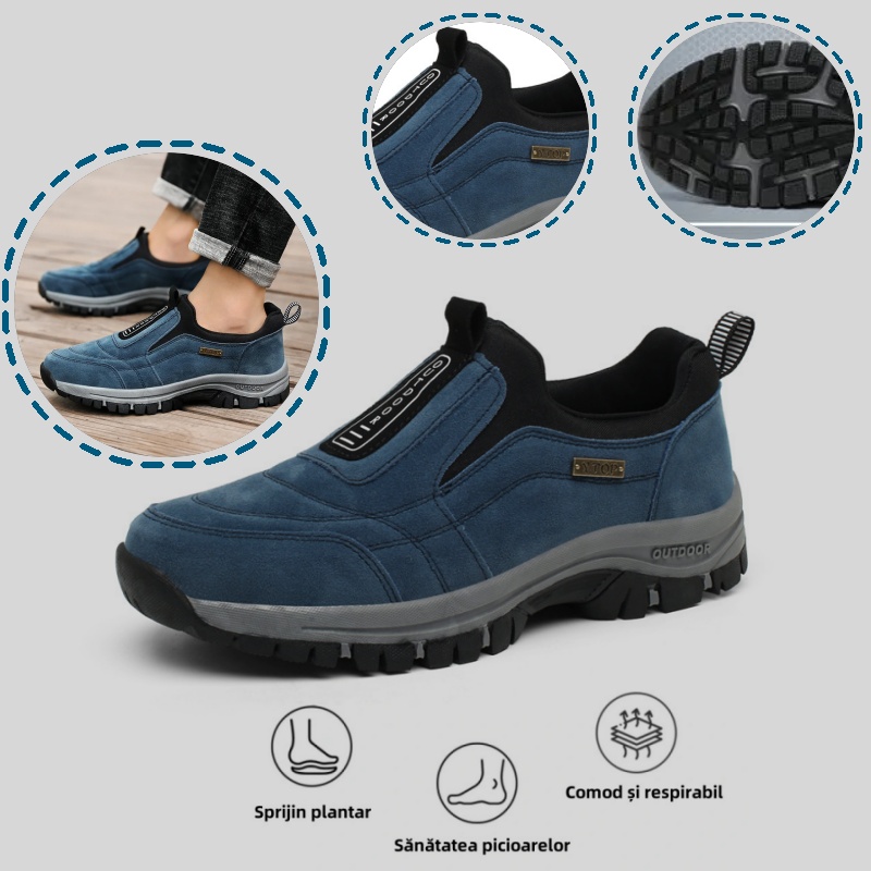 🔥 Pantofi ortopedici italieni de lux, confecționați din piele întoarsă moale și confortabilă, care oferă suport pentru bolta plantară și ameliorează durerea piciorului. ✅ Impermeabili și antiderapanți.