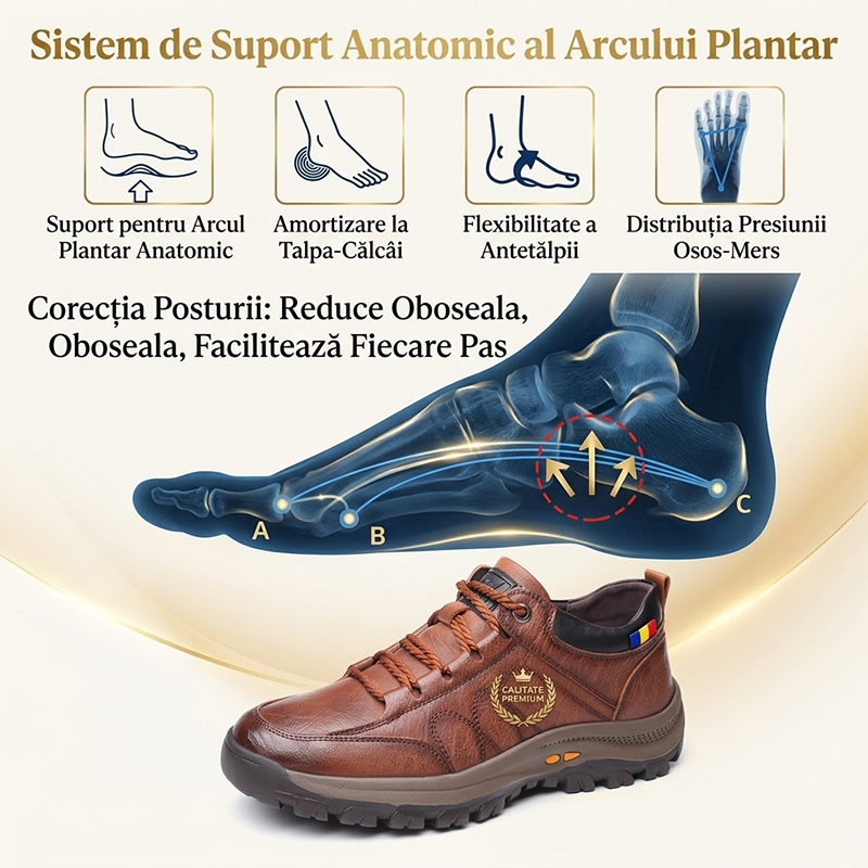 🔥Încălțăminte ortopedică bărbătească, fabricată din piele de vițel australiană 🐂 Suport pentru arcul plantar - ameliorează durerea de picior ✅ Impermeabilă și antiderapantă ✅ Un produs indispensabil pentru bărbați