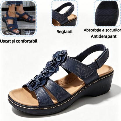 🔥Sandale ortopedice cu platformă florală pentru femei, de vară—Suport pentru arcul plantar—Design ergonomic—Ușoare și nedureroase la fiecare pas✅