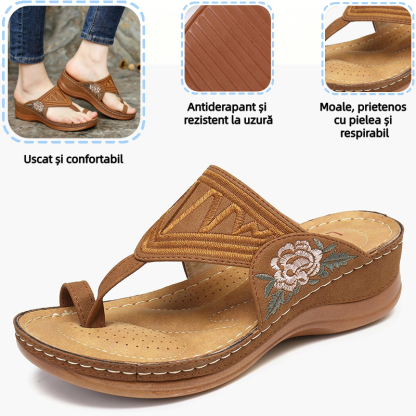 🔥 Sandale de vară cu broderie retro | Suport ergonomic pentru arcul plantar — Mers ore întregi fără oboseala picioarelor | Antiderapante și respirabile ✅