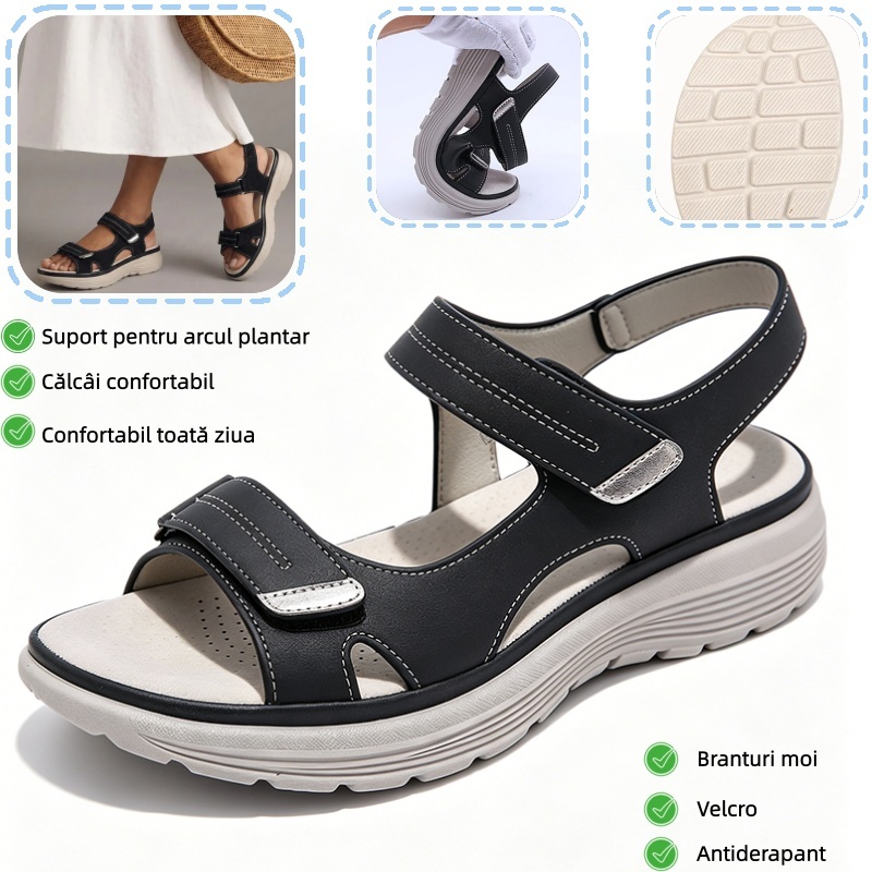 🔥Sandale la modă 2026✅ Vârf lat + Velcro + Talpă durabilă și antiderapantă + Suport pentru bolta plantară - Mers confortabil toată ziua✅