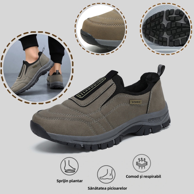 🔥 Pantofi ortopedici italieni de lux, confecționați din piele întoarsă moale și confortabilă, care oferă suport pentru bolta plantară și ameliorează durerea piciorului. ✅ Impermeabili și antiderapanți.