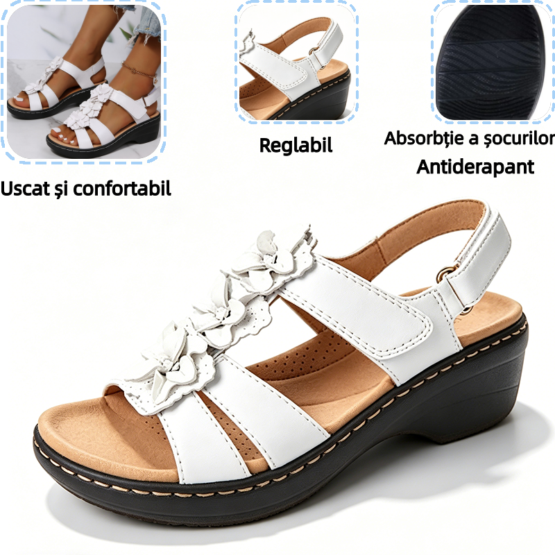 🔥Sandale ortopedice cu platformă florală pentru femei, de vară—Suport pentru arcul plantar—Design ergonomic—Ușoare și nedureroase la fiecare pas✅