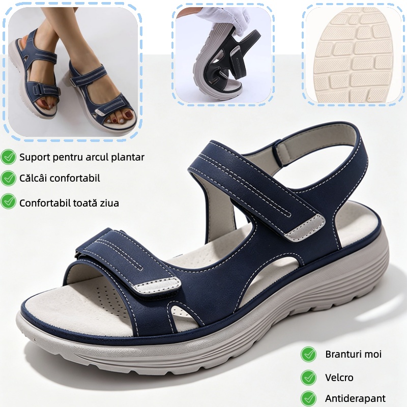 🔥Sandale la modă 2026✅ Vârf lat + Velcro + Talpă durabilă și antiderapantă + Suport pentru bolta plantară - Mers confortabil toată ziua✅