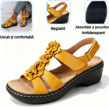 🔥Sandale ortopedice cu platformă florală pentru femei, de vară—Suport pentru arcul plantar—Design ergonomic—Ușoare și nedureroase la fiecare pas✅