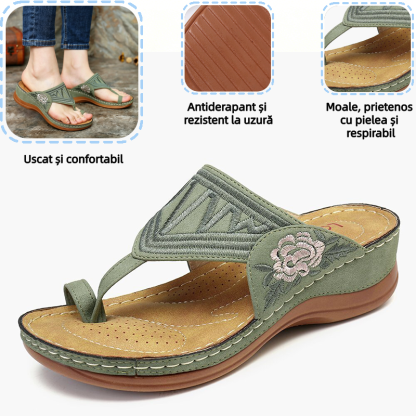 🔥 Sandale de vară cu broderie retro | Suport ergonomic pentru arcul plantar — Mers ore întregi fără oboseala picioarelor | Antiderapante și respirabile ✅