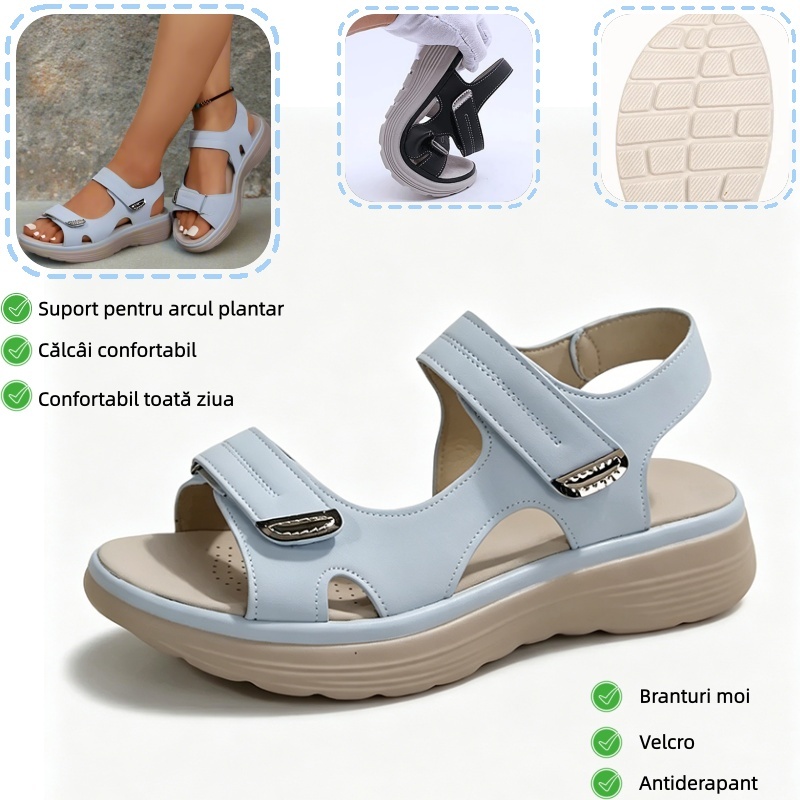🔥Sandale la modă 2026✅ Vârf lat + Velcro + Talpă durabilă și antiderapantă + Suport pentru bolta plantară - Mers confortabil toată ziua✅