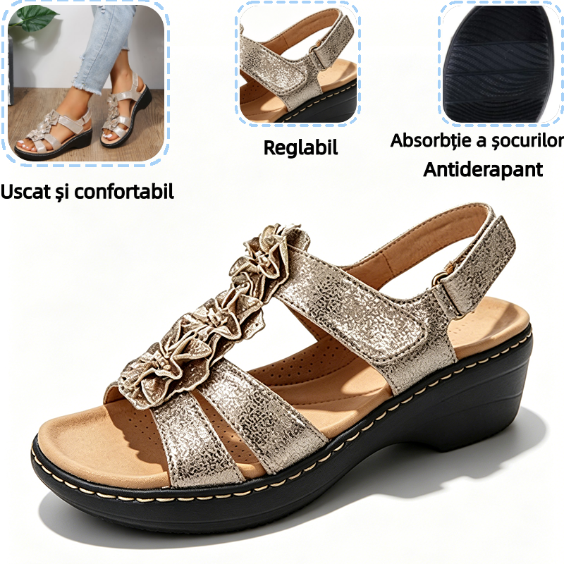🔥Sandale ortopedice cu platformă florală pentru femei, de vară—Suport pentru arcul plantar—Design ergonomic—Ușoare și nedureroase la fiecare pas✅