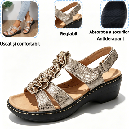 🔥Sandale ortopedice cu platformă florală pentru femei, de vară—Suport pentru arcul plantar—Design ergonomic—Ușoare și nedureroase la fiecare pas✅