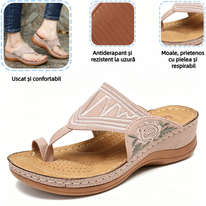 🔥 Sandale de vară cu broderie retro | Suport ergonomic pentru arcul plantar — Mers ore întregi fără oboseala picioarelor | Antiderapante și respirabile ✅