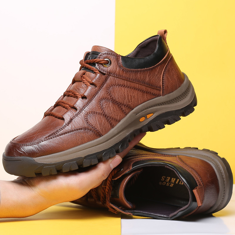(🎉Reducerea de azi de 50%, se încheie în curând) 🐂 Pantofi ortopedici pentru bărbați din piele de vițel australian autentică 👞Cusuți manual, impermeabili și anti-alunecare ✅ Suport arc - mers confortabil