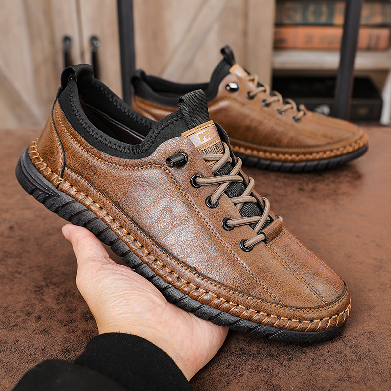 🔥(Ultima zi 50% reducere - nu-l ratați) Pantofi casual anti-alunecare pentru bărbați din piele naturală [38-44]👞