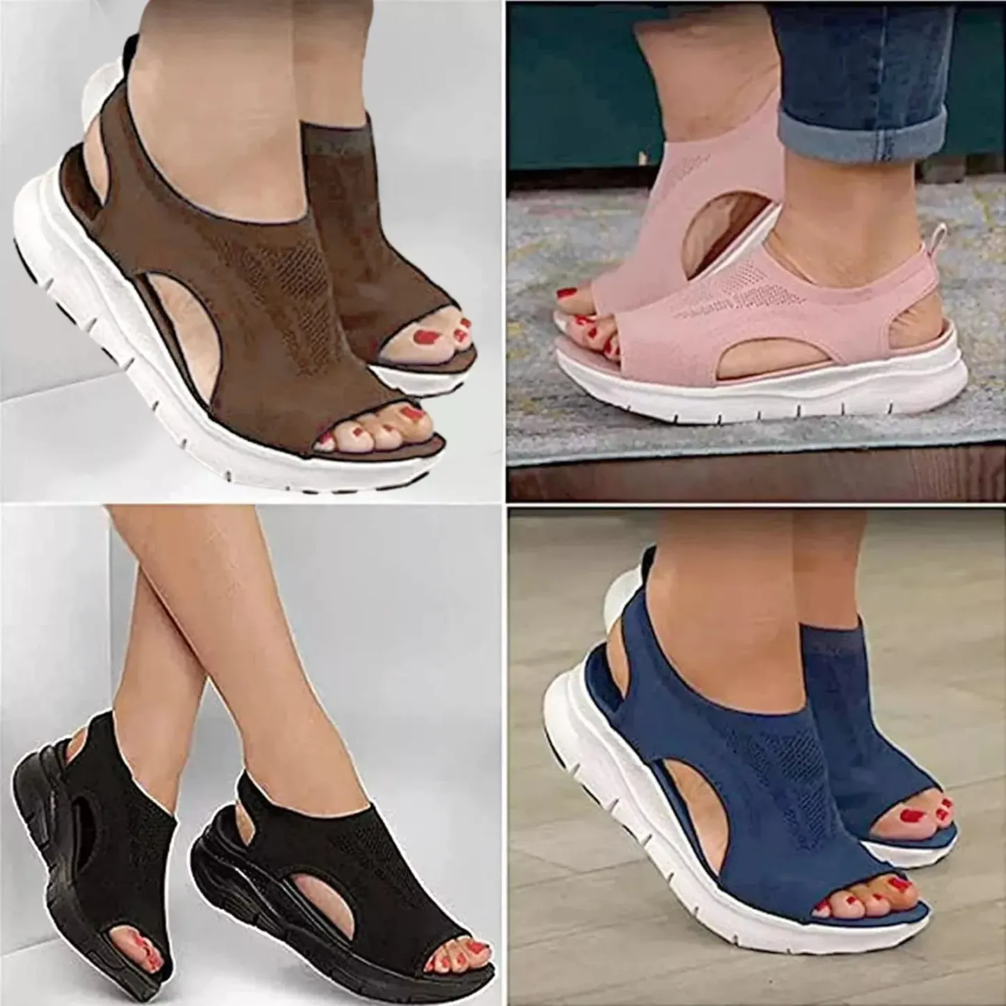 🔥Timp limitat 50% reducere, doar azi - Sandale cu platforma cu arcuit AMALFI, confortabile si usoare