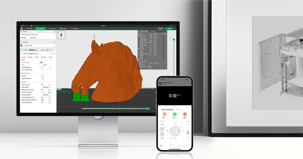 Bambu Lab A1 Mini 3D Printer Synchronizes with Bambu Studio and Bambu Handy