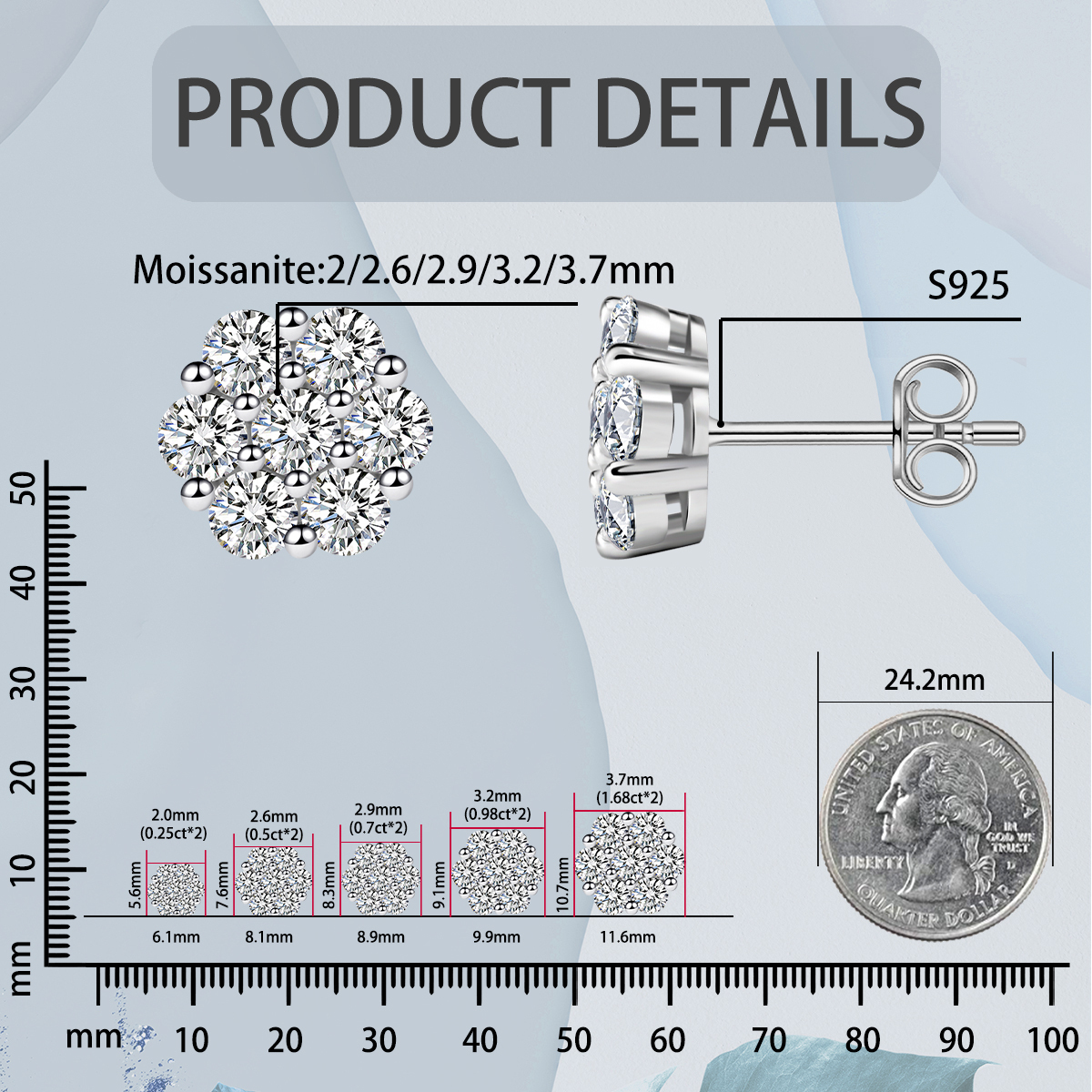 IcyBloom Floral Shine Stud Earrings 925S & VVS Moissanite