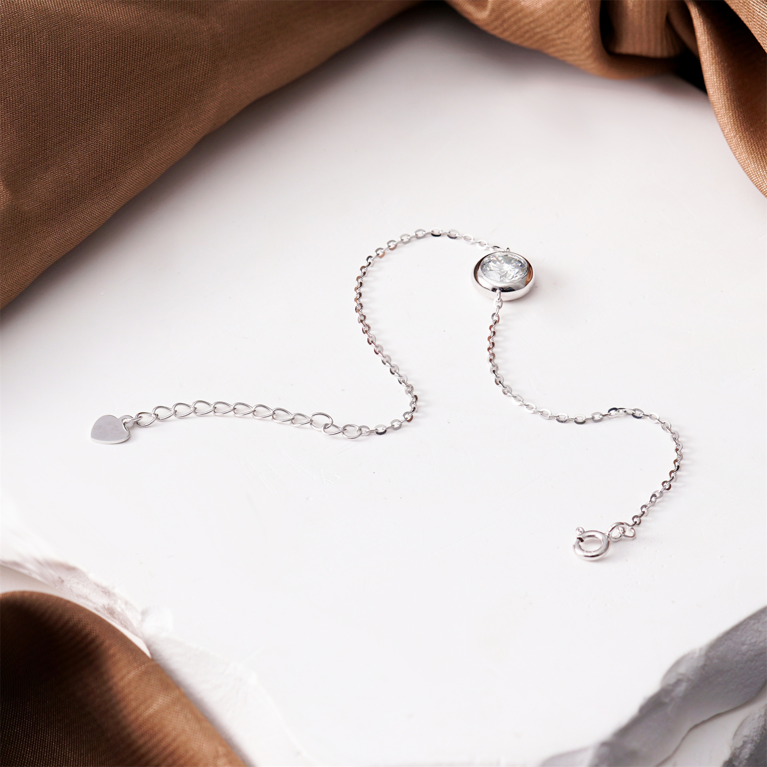 1ct Adjustable Bubble Bracelet Round Synthetic Moissanite S925 Sterling Silver Bracelet Chain Jewelry Birthday Engagement Wedding Anniversary Perfect Gifts