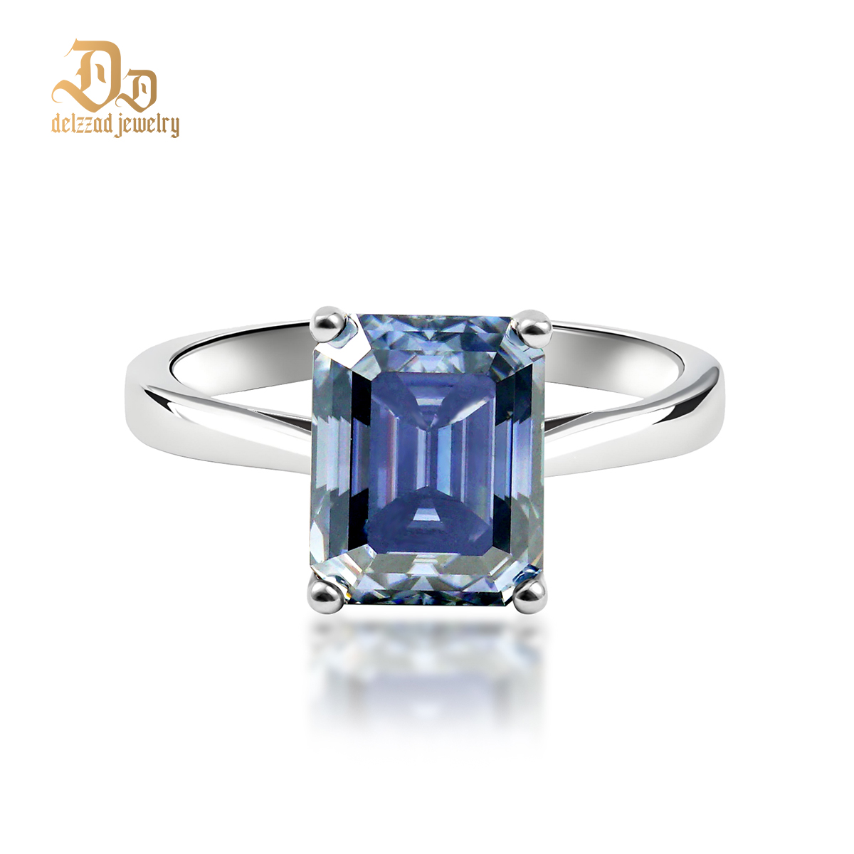 Delzzad 4ct Solitaire Prong Ring Octagon Synthetic Moissanite S925 Ring Band Jewelry Perfect Engagement Anniversary Gift for Men Women Wedding Set