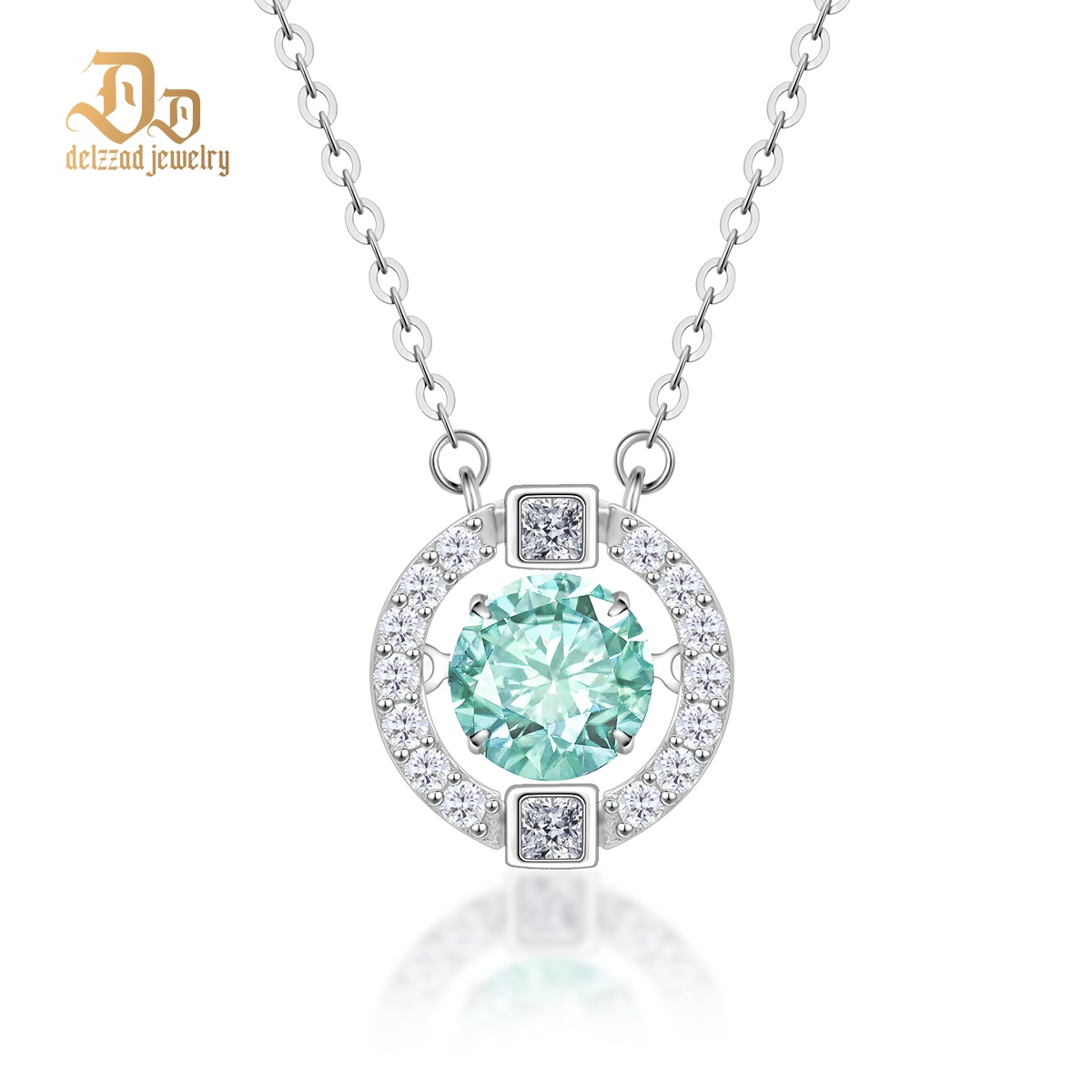 S925 1ct Round Synthetic Moissanite Flickering Halo Pendant Necklace Birthday Mother's Day Gifts
