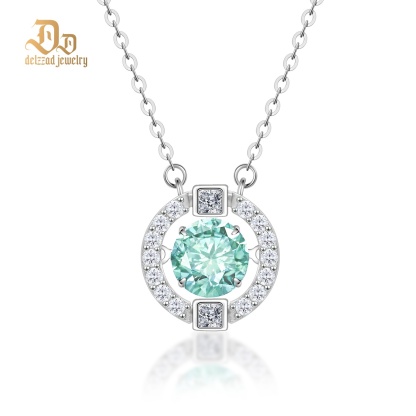 S925 1ct Round Synthetic Moissanite Flickering Halo Pendant Necklace Birthday Mother's Day Gifts