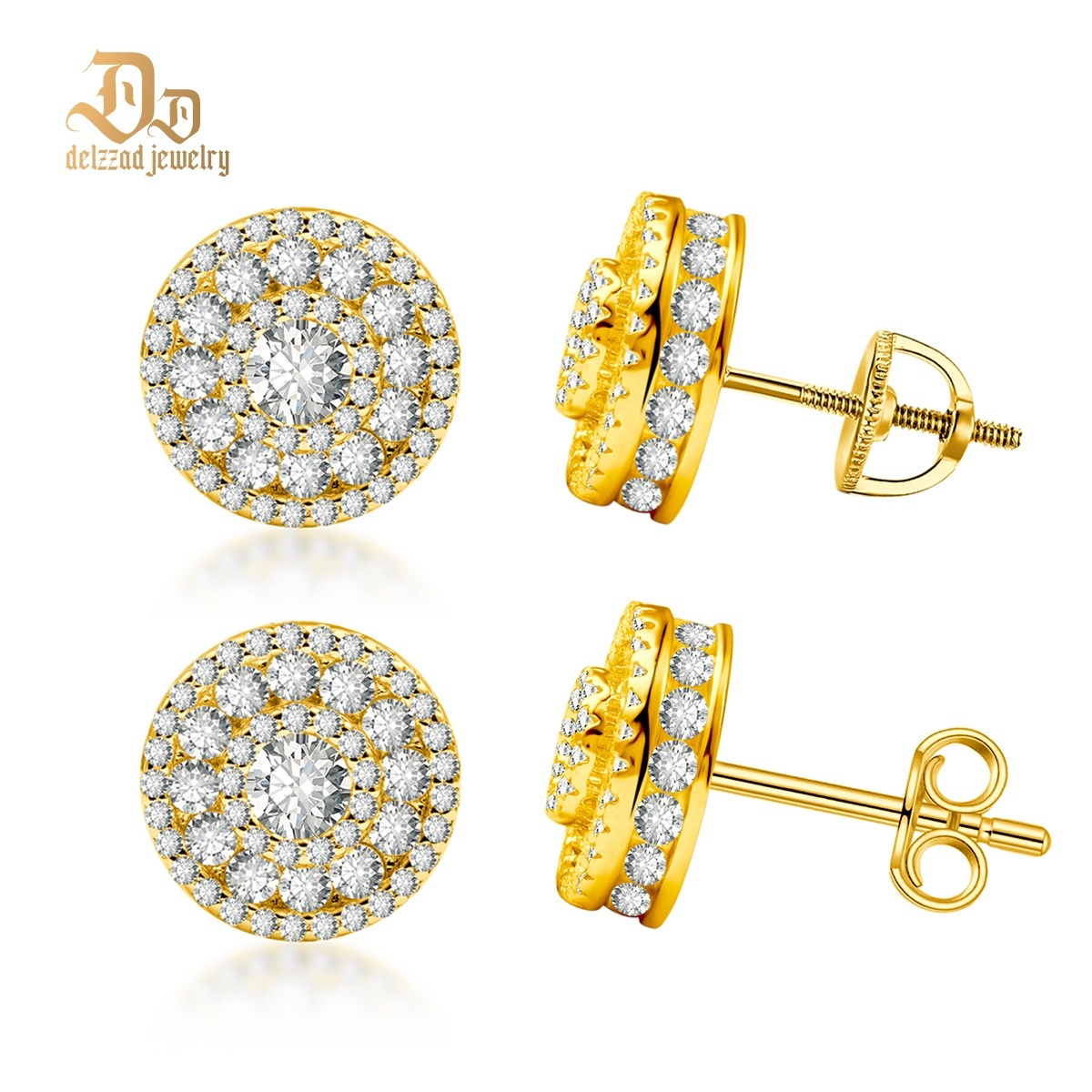 DIAMOLOCK Cluster Shine Stud Earrings 925S & VVS Moissanite