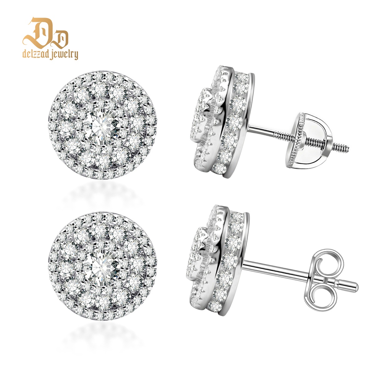 DIAMOLOCK Cluster Shine Stud Earrings 925S & VVS Moissanite