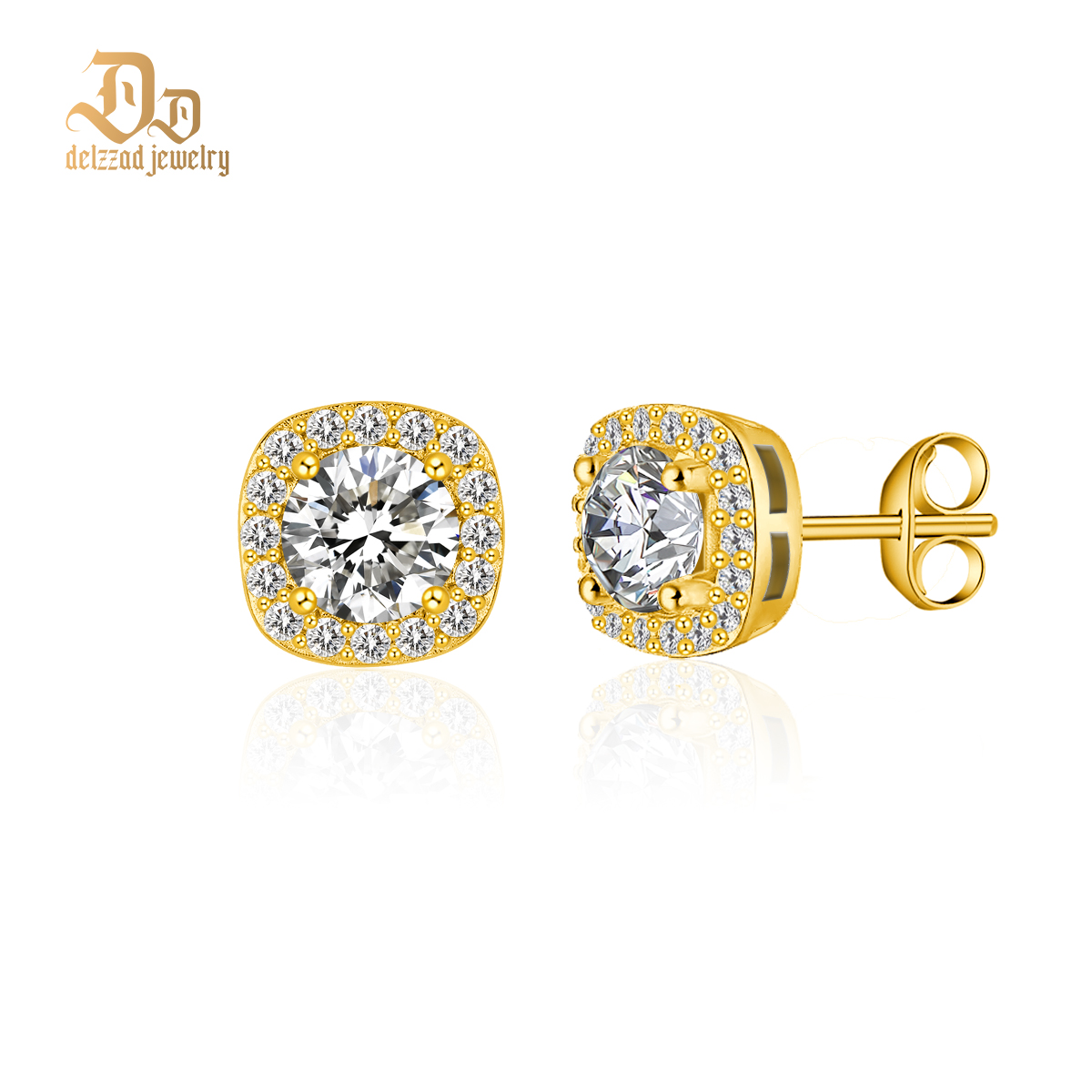 S925 SYNTHETIC MOISSANITE HALO SQUARE STUD EARRINGS BIRTHDAY GIFT FOR MEN WOMEN