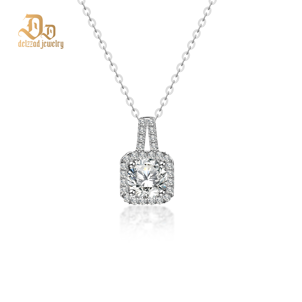 Delzzad S925 Synthetic Moissanite Diverse Sparkling Charm Necklace Pendant Valentine's Day Lover Gifts for Women