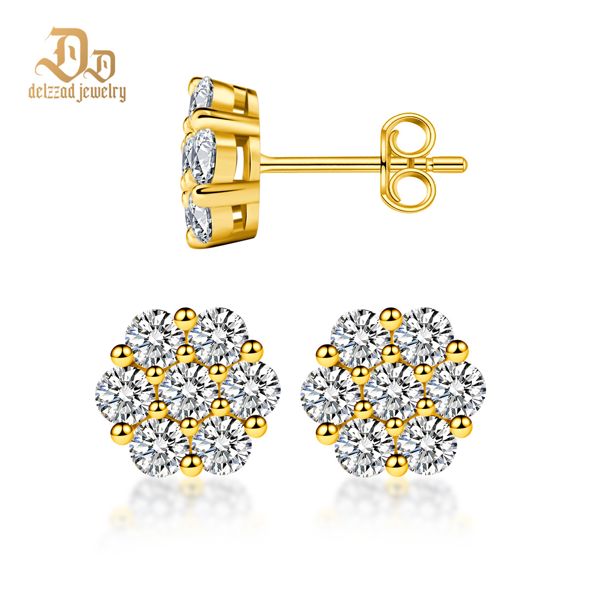 IcyBloom Floral Shine Stud Earrings 925S & VVS Moissanite