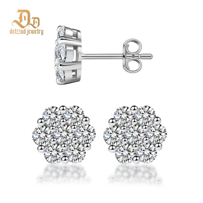 IcyBloom Floral Shine Stud Earrings 925S & VVS Moissanite