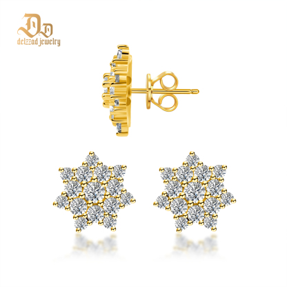 Delzzad S925 Round Synthetic Moissanite Dazzling Star Cluster Studs Earrings Birthday Anniversary Gift Valentine's Day Gifts for Men Women