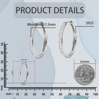Bling Hoop Earrings Unisex Earrings S925 VVS Synthetic Moissanite