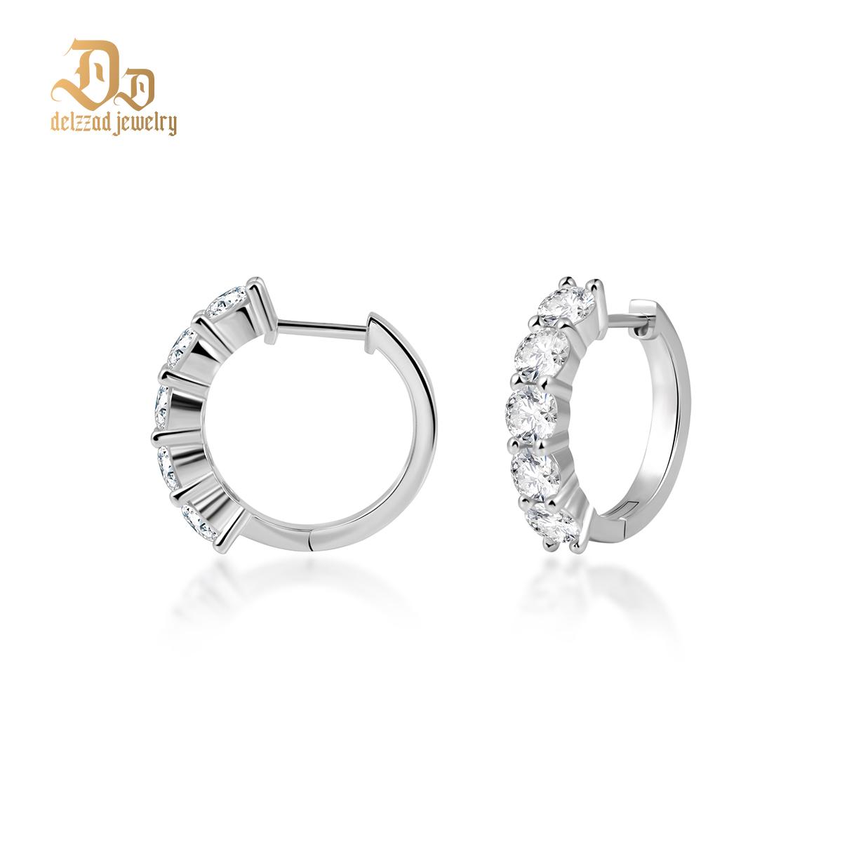Delzzad S925 Synthetic Moissanite Hip Hop Twinkling Clip on Hoop Earrings St Valentine's Day Gifts for Men Women