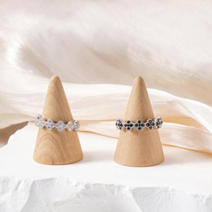 Delzzad 0.6ct Luxury Floral Eternity Band Cluster Ring Synthetic Moissanite Wedding Bands Ring S925 Sterling Silver Moissanite Jewelry Perfect Birthday Engagement Wedding Anniversary Gift