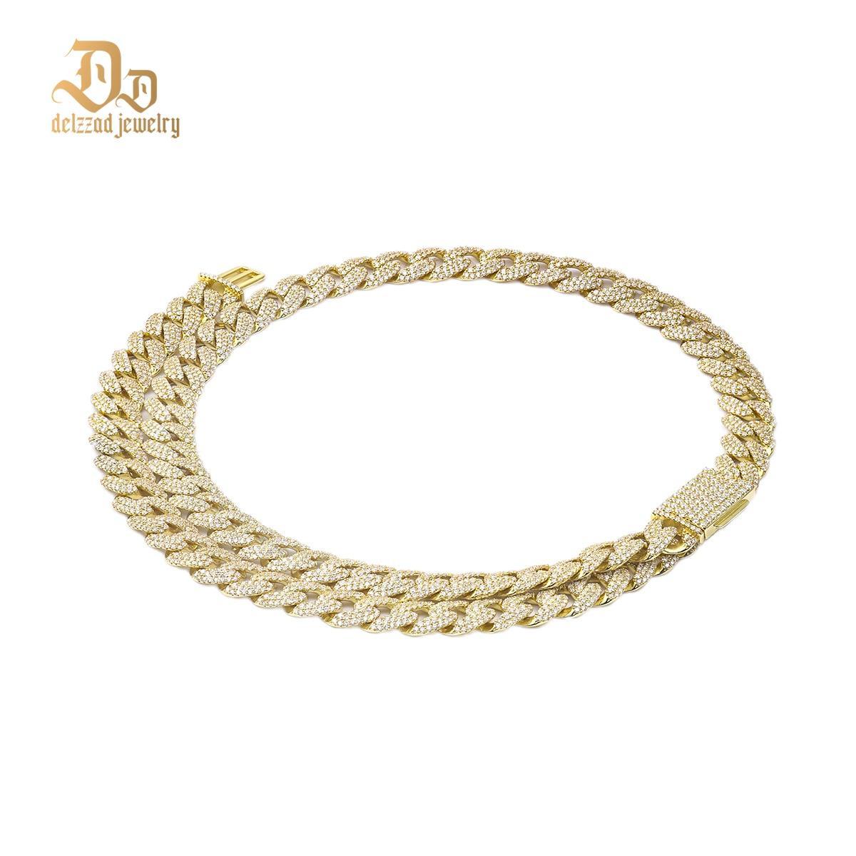 Delzzad Hip Hop Bling Cuban Bracelet Necklace Chain VVS Synthetic Moissanite S925 Unisex Cuban Chain Perfect for Any Occasion & Everyday Wear Birthday Anniversary Gifts