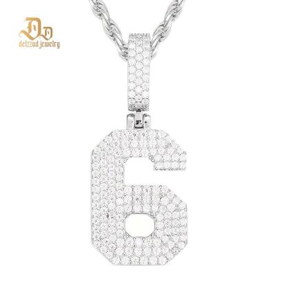 S925 SYNTHETIC MOISSANITE ICED OUT LARGE NUMBER NECKLACE PENDANT
