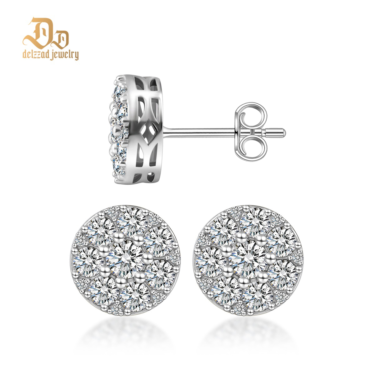 10MM 925S & VVS Moissanite Cluster Halo Stud Earrings