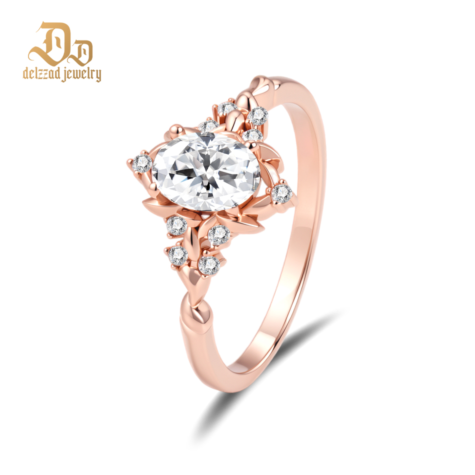 1ct Love Blossom Ring Elegant Rose Golden Engagement Ring Oval Cut Synthetic Moissanite S925 Ring Band for Women