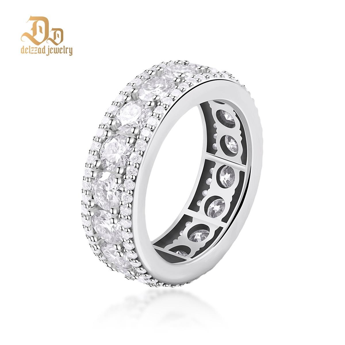 S925 VVS Synthetic Moissanite Hip Hop Style Unisex Circle Ring Gift For Men Women