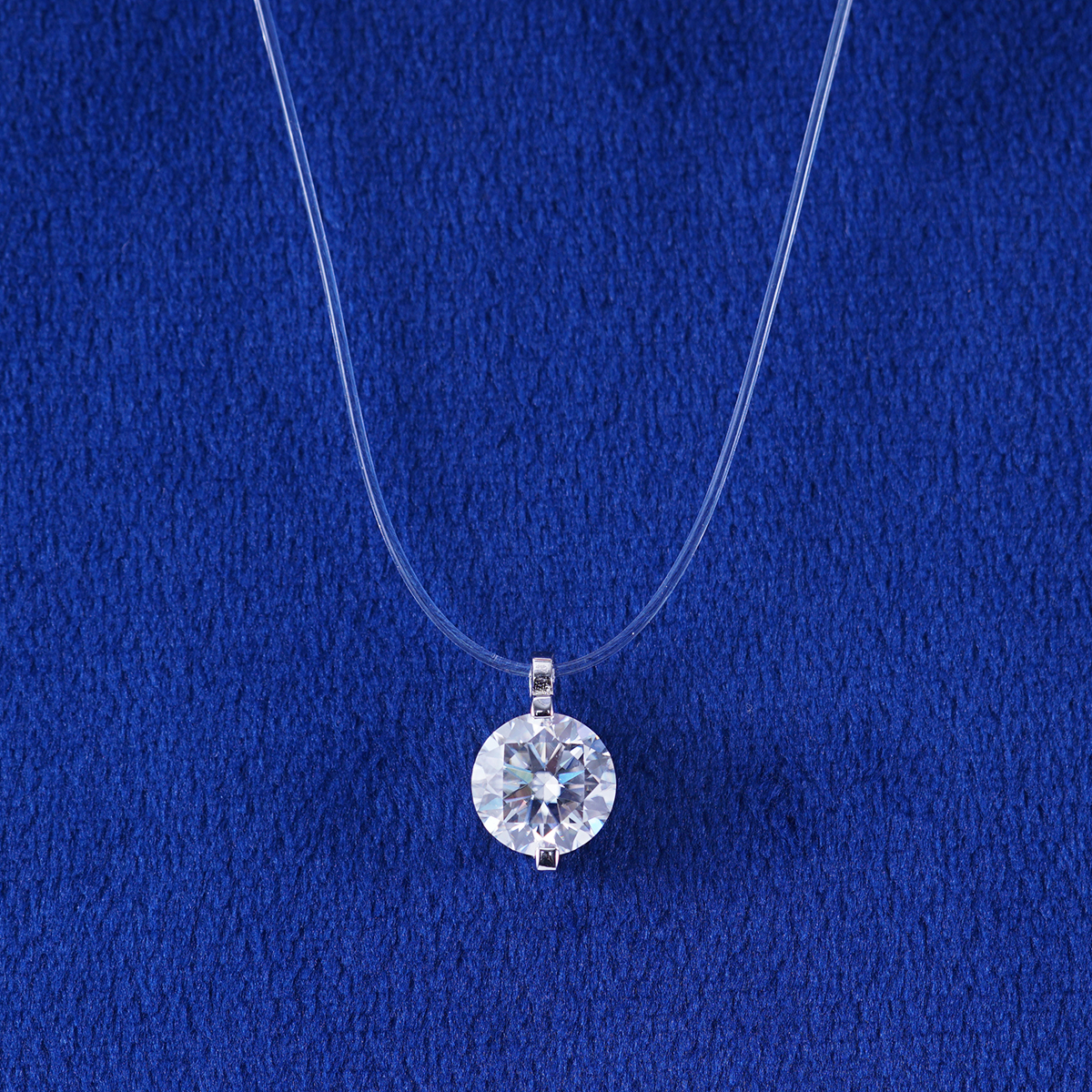 ??New Invisible Choker??Delzzad 1-2ct Luxury Transparent Mermaid Tear Pendant Solitaire Two Prong Wedding Pendant Necklace Clear Chain D Color Synthetic Moissanite S925 Bling Necklace Chain Birthday Anniversary Wedding Gift