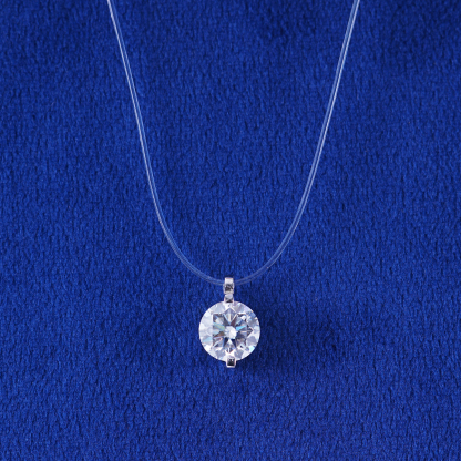 ??New Invisible Choker??Delzzad 1-2ct Luxury Transparent Mermaid Tear Pendant Solitaire Two Prong Wedding Pendant Necklace Clear Chain D Color Synthetic Moissanite S925 Bling Necklace Chain Birthday Anniversary Wedding Gift