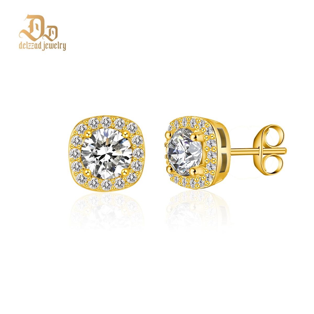 S925 SYNTHETIC MOISSANITE HALO SQUARE STUD EARRINGS BIRTHDAY GIFT FOR 