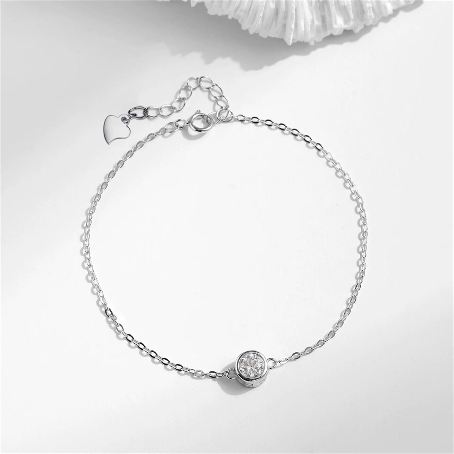 1ct Adjustable Bubble Bracelet Round Synthetic Moissanite S925 Sterling Silver Bracelet Chain Jewelry Birthday Engagement Wedding Anniversary Perfect Gifts