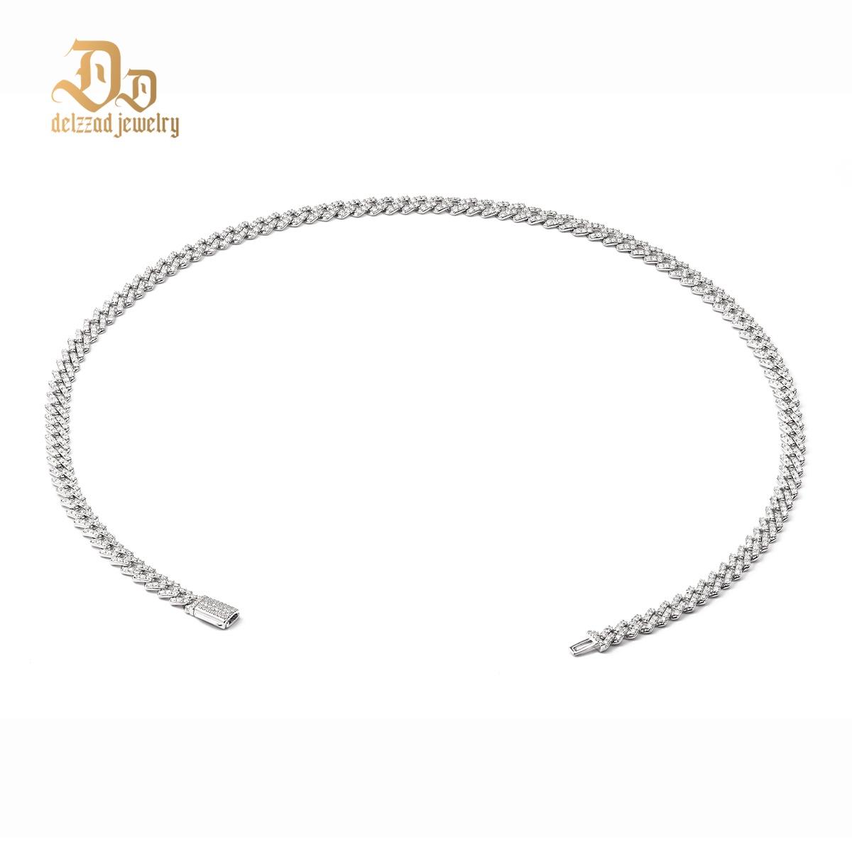 Delzzad 6.8MM Hip Hop Iced Out Cuban Link Bracelet Necklace VVS D Color Synthetic Moissanite S925 Unisex Cuban Chain Perfect for Any Occasion & Everyday Wear Birthday Anniversary Gifts