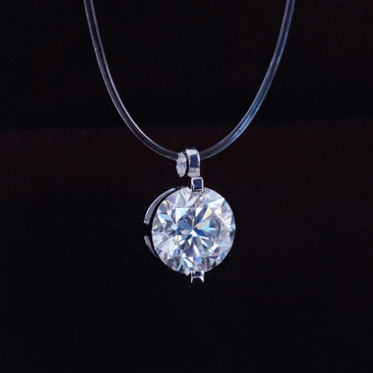 ??New Invisible Choker??Delzzad 1-2ct Luxury Transparent Mermaid Tear Pendant Solitaire Two Prong Wedding Pendant Necklace Clear Chain D Color Synthetic Moissanite S925 Bling Necklace Chain Birthday Anniversary Wedding Gift