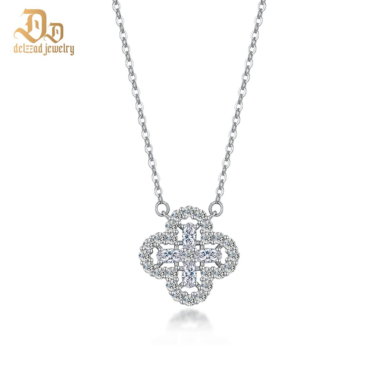 Delzzad S925 Synthetic Moissanite Diverse Sparkling Charm Necklace Pendant Valentine's Day Lover Gifts for Women